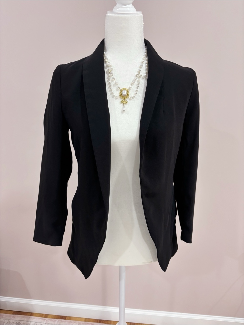 Black Open-Front Women's Blazer Jacket